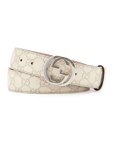 leather belt with interlocking g buckle gucci|gucci interlocking g belt white.